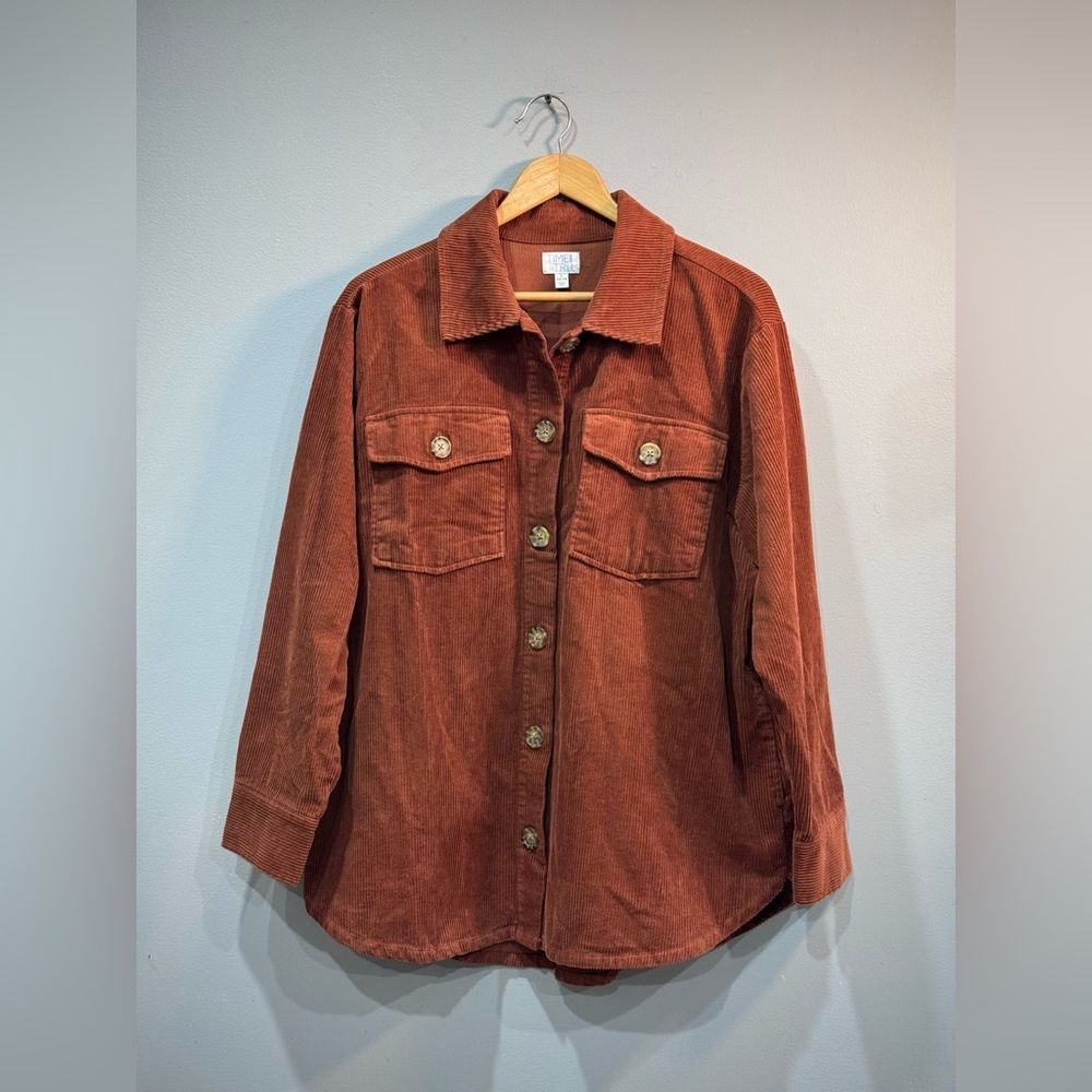 Rusty Brown Time and Tru Oversized Corduroy Shacket Size L EUC - Picture 3 of 6